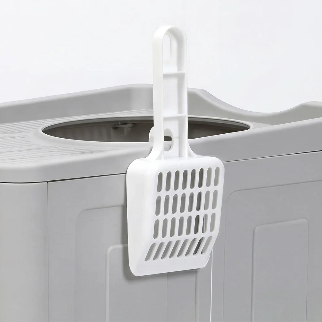 Pawz Large Cat Litter Box Foldable Top Entry Covered Litter Tray Scoop Grey-2050056785414459397