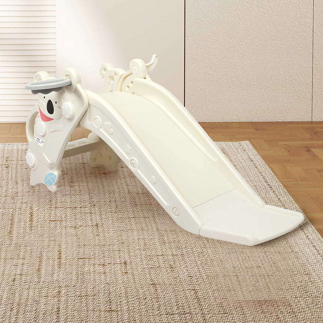BoPeep Kids Slide Toddler Climber with Hoop Ring Toss for Indoor Outdoor White-2100034970256019461