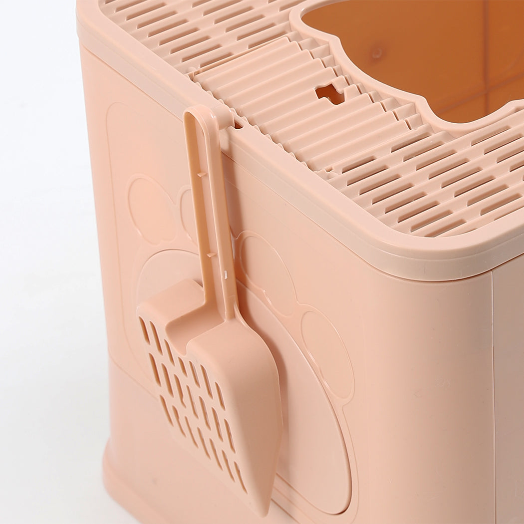 PaWz Foldable Cat Litter Box Tray Enclosed Pink-2018816753664135173