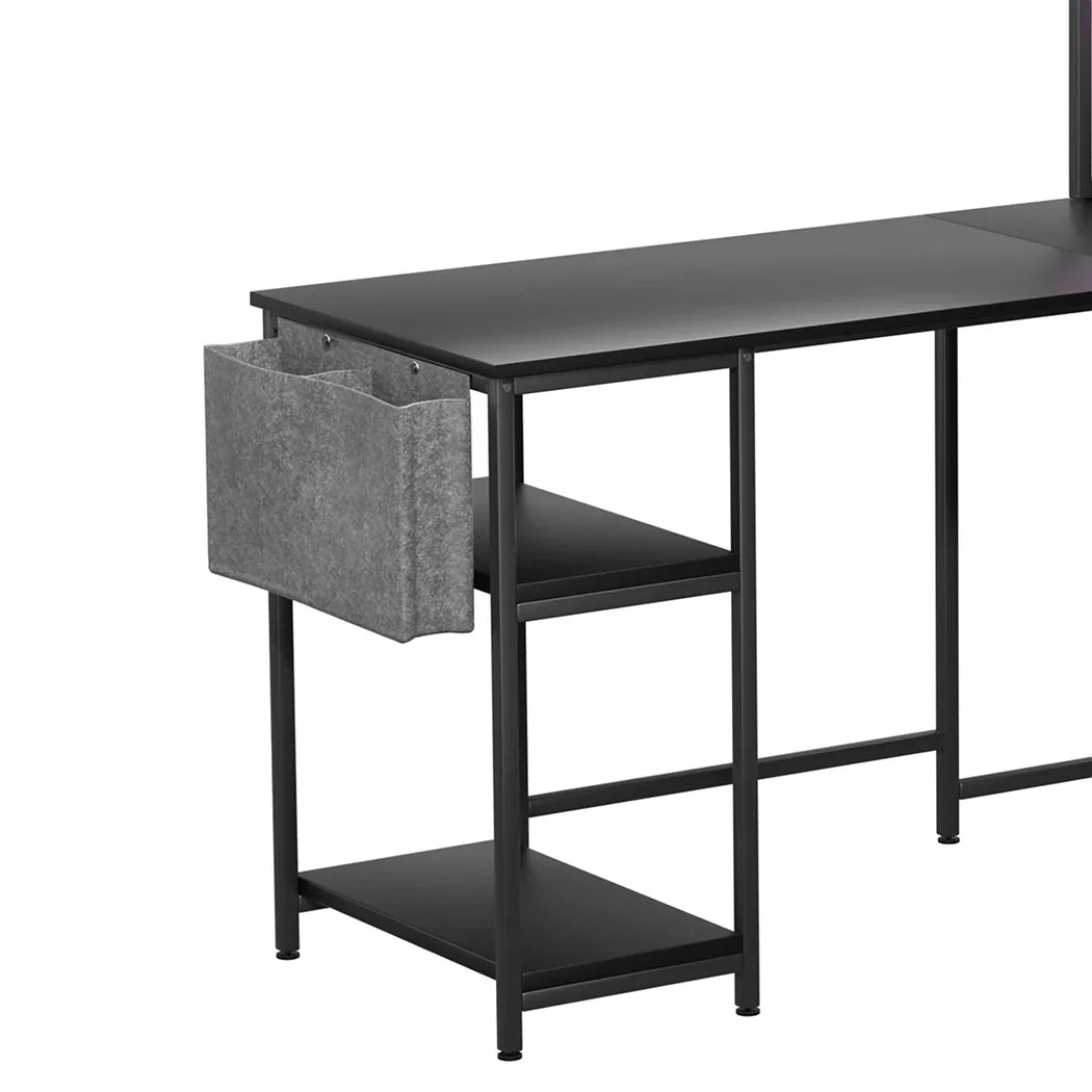 Levede L Shaped Gaming Desk with LED Lights Black-2006732738572455941