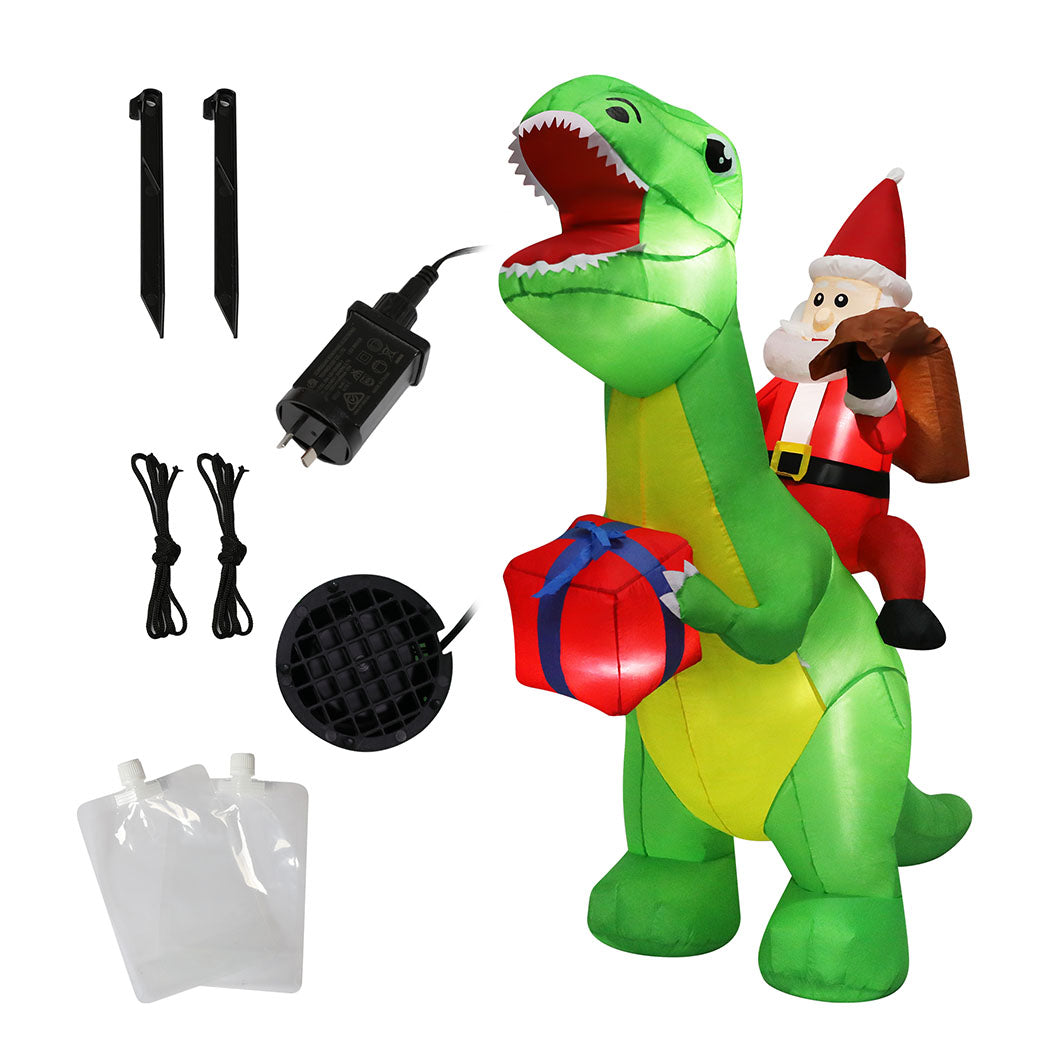 Santaco Christmas Inflatables Outdoor Santa Claus Riding Dinosaur Lights D�cor-2065254639862943749