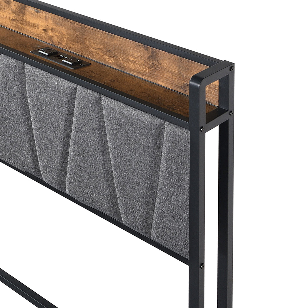 Levede Single Bed Frame Industrial Tufted Soft Storage Headboard USB Charge-2100034936651255813