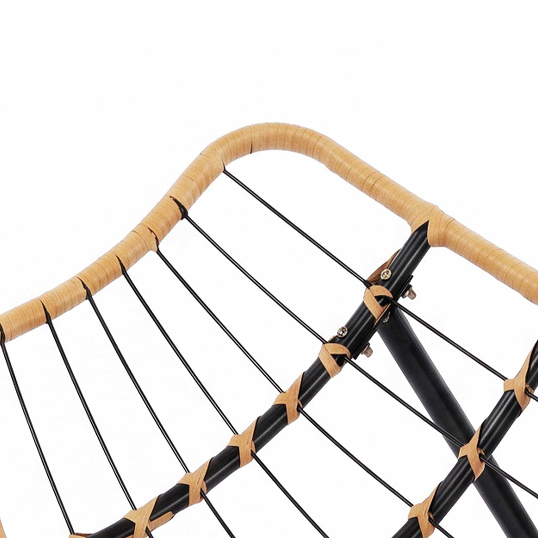 Levede Rocking Chair with Thick Cushion PE Rattan Silent Strip Indoor Patio Grey-2100034939763429381