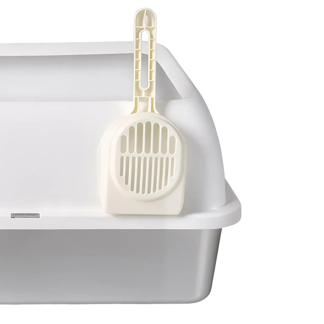 Pawz Stainless Steel Cat Litter Box Big Cats Kitten High Sided Easy Clean White-2050056766686892037