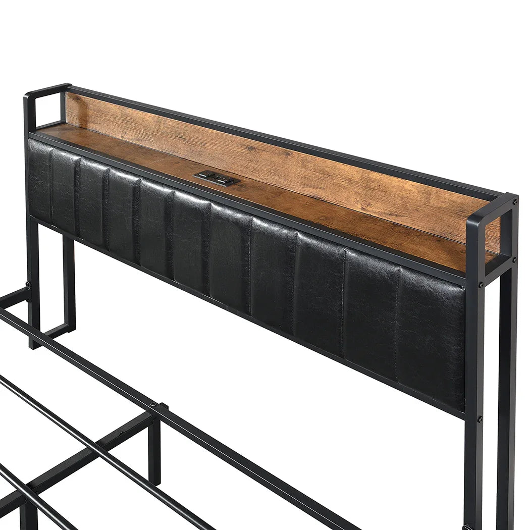 Levede Queen Bed Frame PU 4 Drawer USB Charge-2018816936221216773