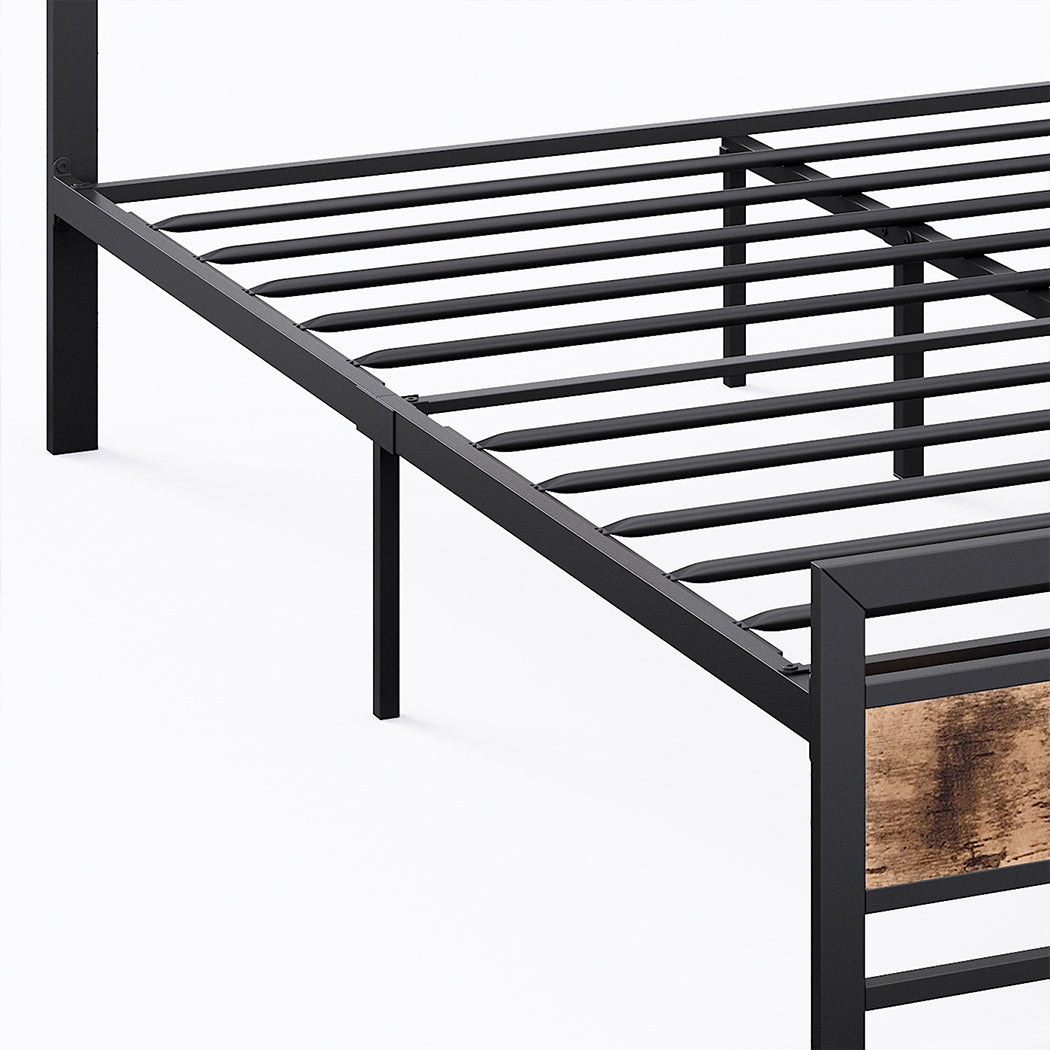 Metal Bed Frame Mattress Base Set Wood Queen-1864183203493974021