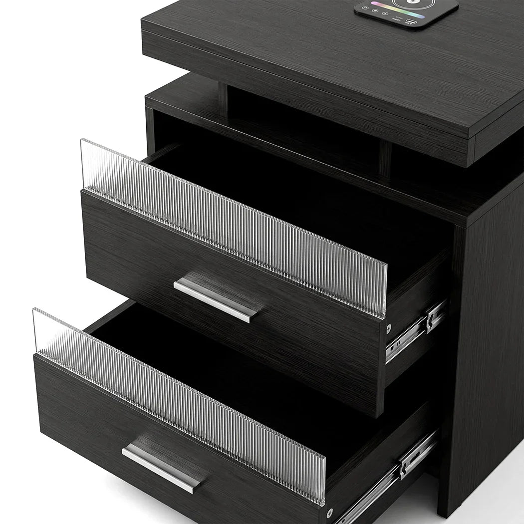 Levede Smart Bedside Table Charging Station Motion Sensor Modern Nightstand-2050056780108664837