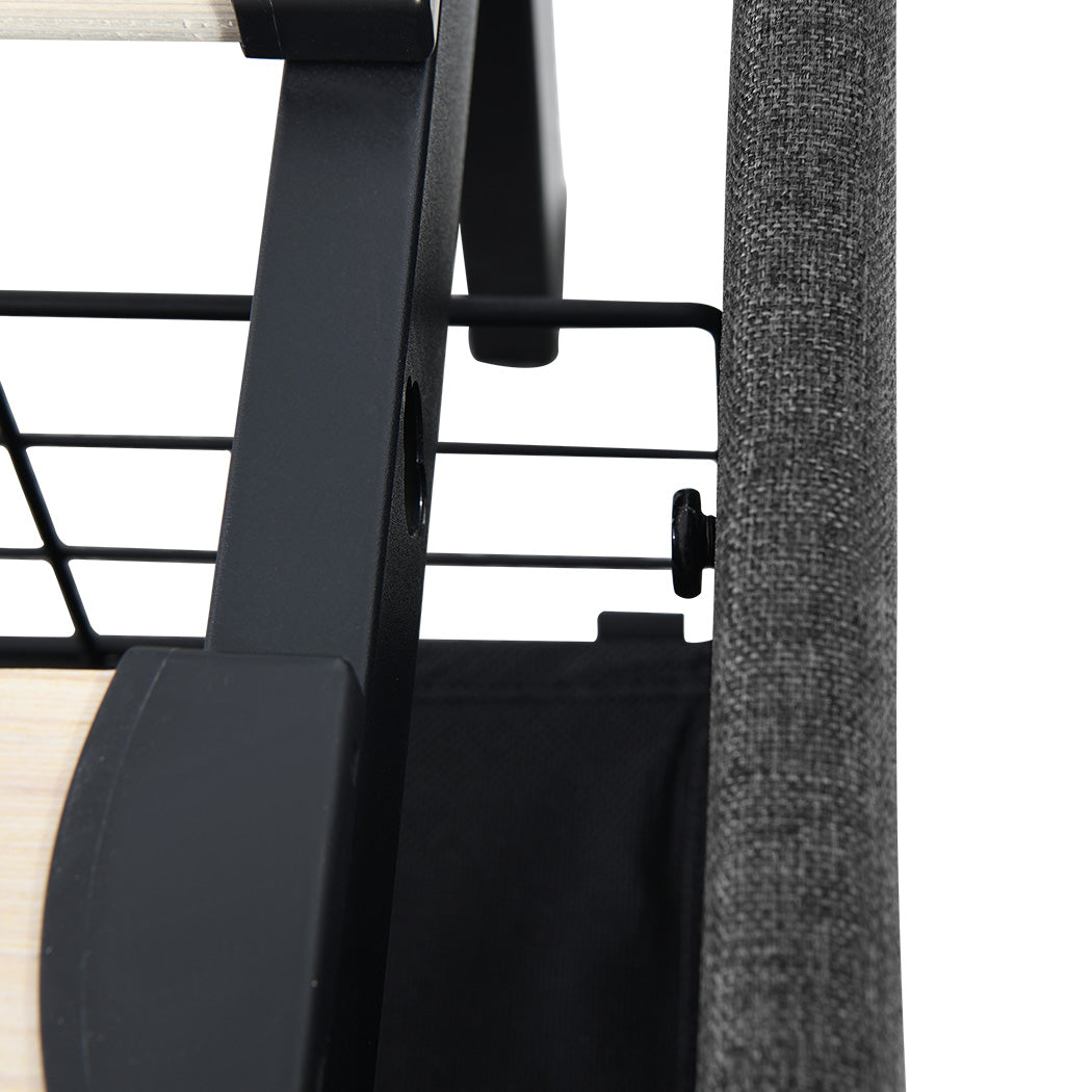 Levede King Bed Frame Fabric Storage Drawer LED USB-2029387305961263109