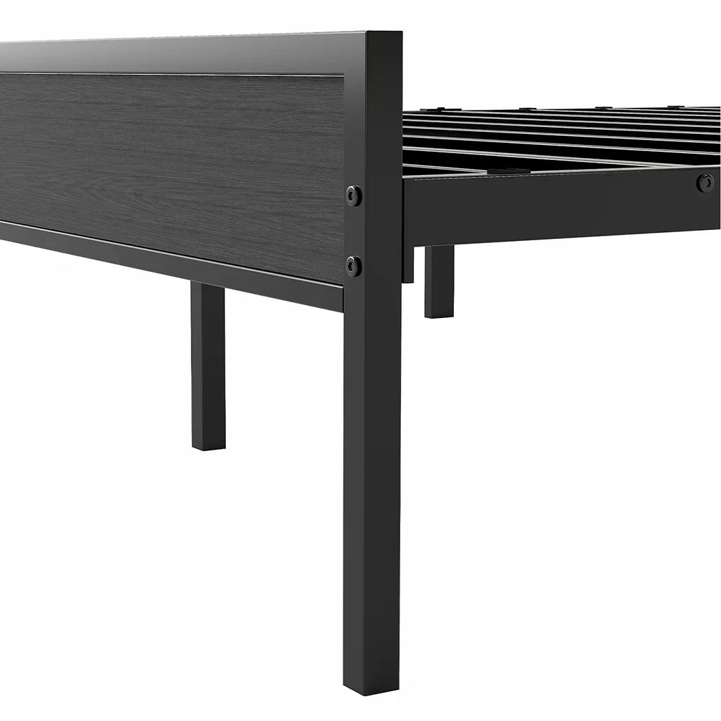 Levede Queen Bed Frame Steel Base with Headboard Grey-2006732773129326597
