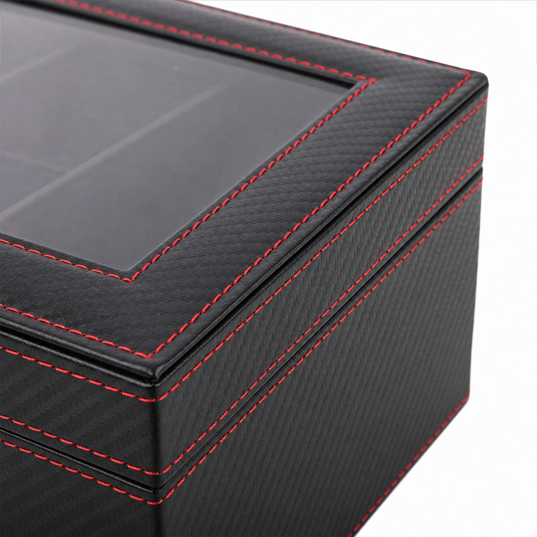 Watch Box 6 Slot Watch Case Jewellry Box PU Leather with Drawer Black-2100034976140627973