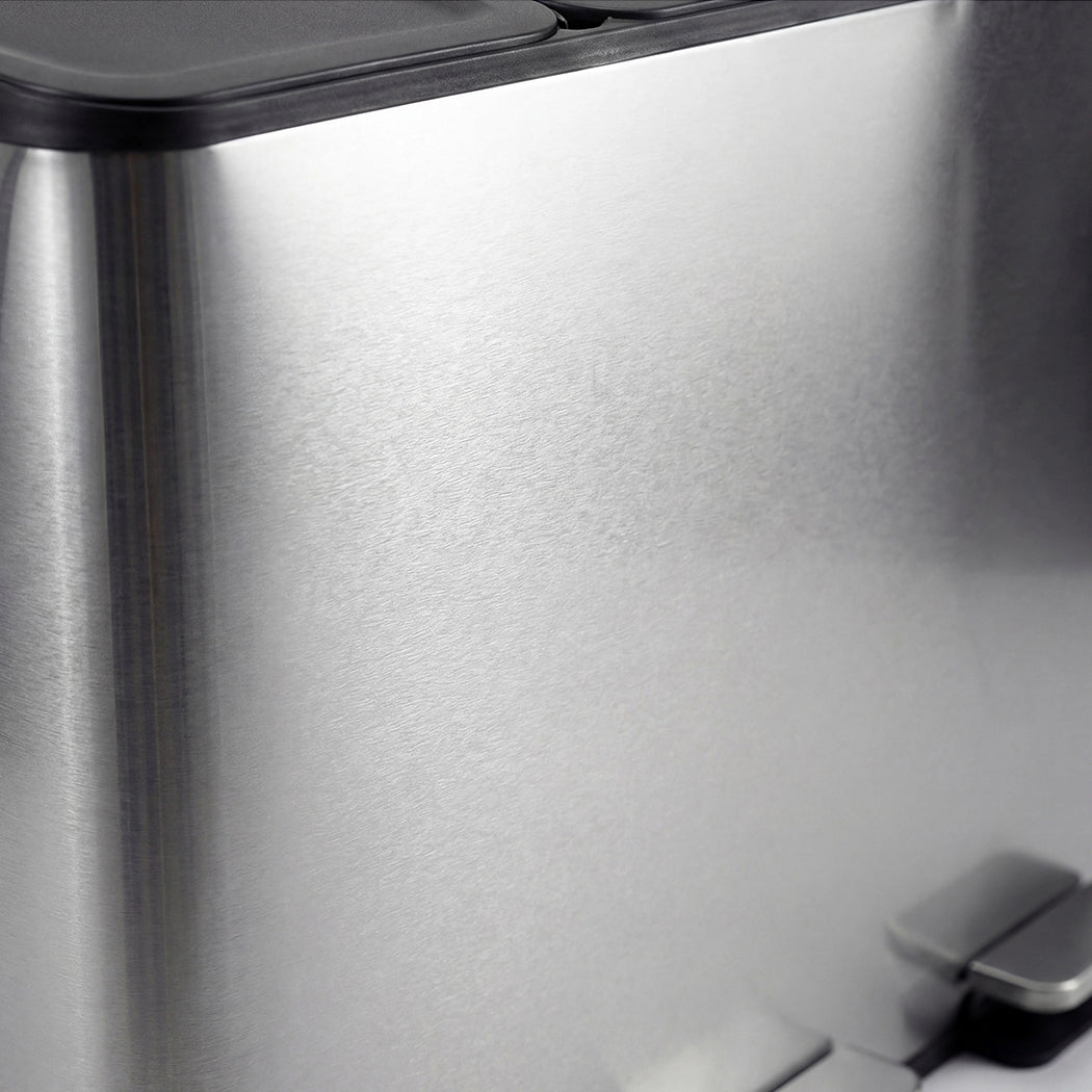 Toque Pedal Rubbish Bin Kitchen Trash Can Stainless Steel 3 x 18L Waterproof-2050056777290092549