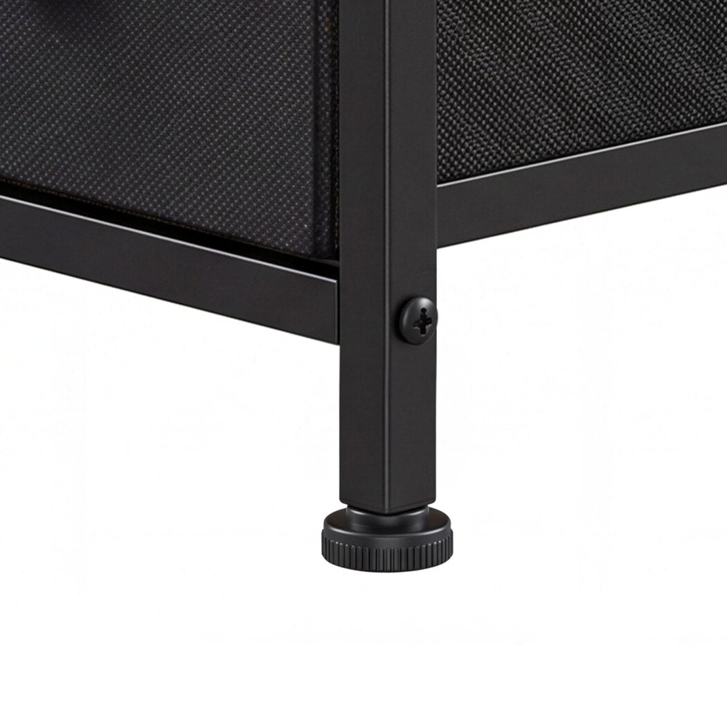 Levede Bedside Table Slim Bedside Table with LED Charging Station Black-2100034980116828165