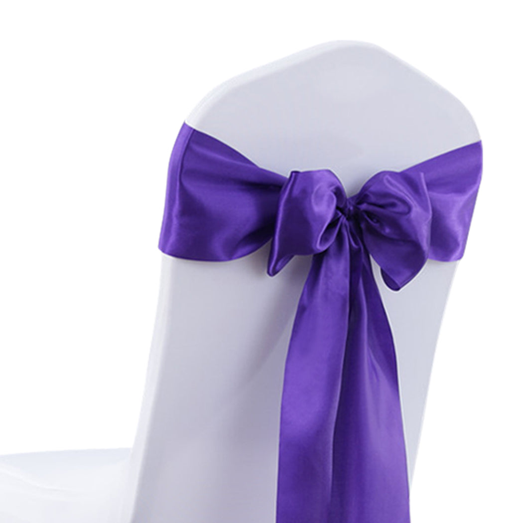 20x Table Runner Satin Chair Sashes Eggplant-2065254449479290885