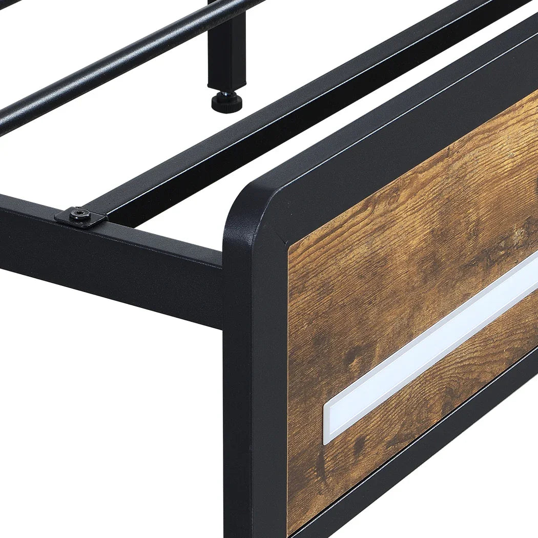 Levede Queen Bed Frame Storage Headboard Industrial-2006732901579886597