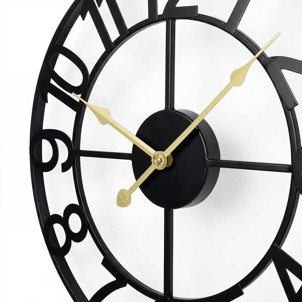 Yezi Wall Clock Silent Quartz 40cm Easy Read Dial for Bedroom Decor Black-2109799589866049542