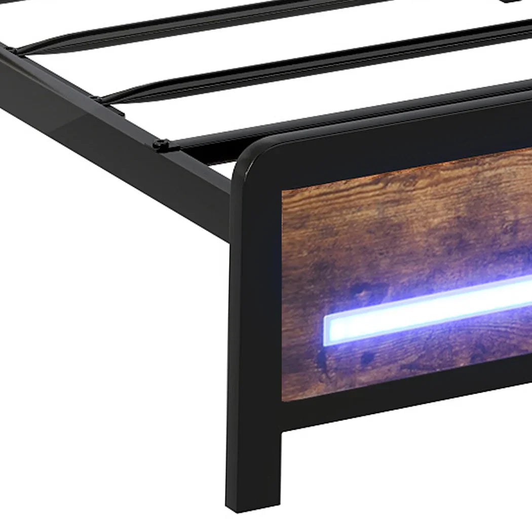 Levede Single Bed Frame Storage Headboard Industrial-2050056749062426629