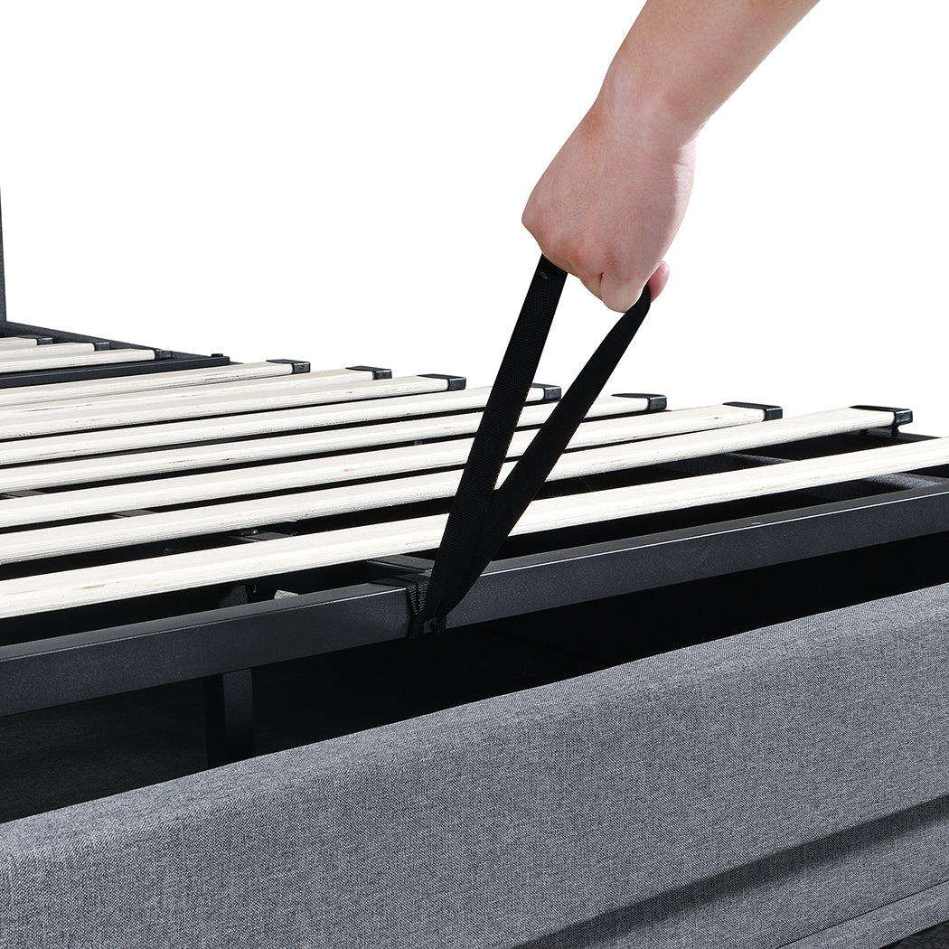 Levede Single Bed Frame Gas Lift Storage LED Light USB-1973194180511535109