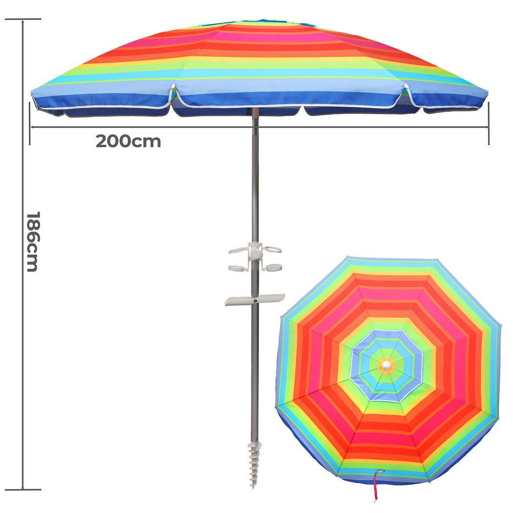 Mountview 2M Outdoor Beach Umbrellas Sand Colorful