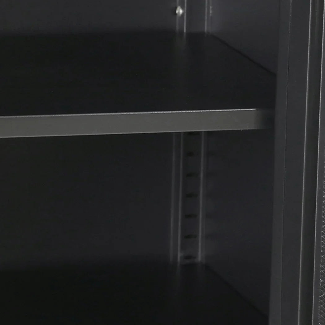 Levede Storage Cabinet Steel Kitchen Black-2006733266635329541