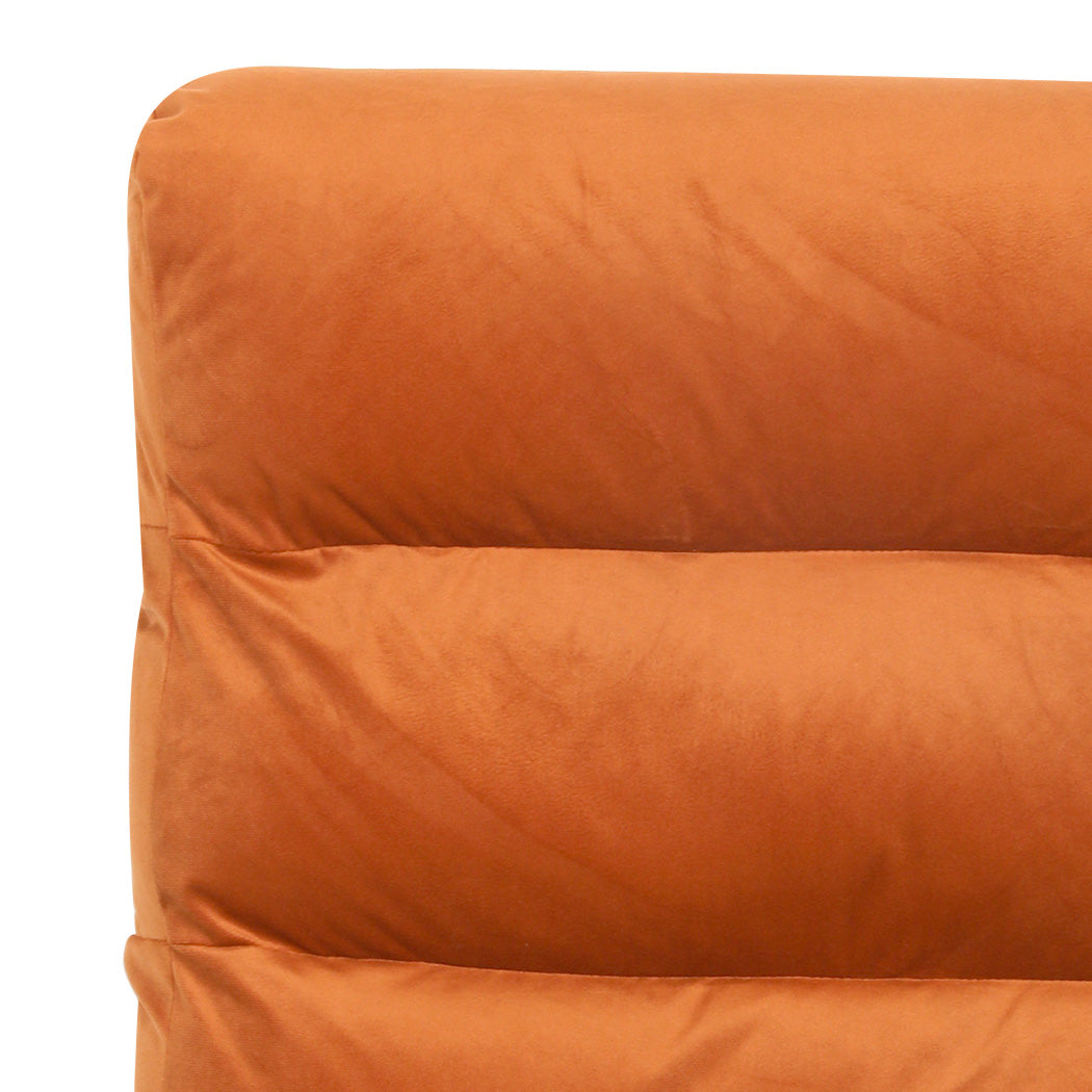 Levede Metal Framed Lounge Chair Velvet in Orange-1919278353270050821