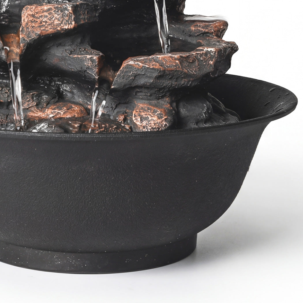 Spector Tabletop Water Fountain Indoor water fountain LED Resin Brown Black-2100034948131065861