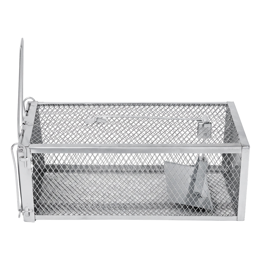 Toque Mouse Trap Humane Live Catch Rat Cage Reusable Zinc Iron Garage Silver 2pc-2100034972764213253