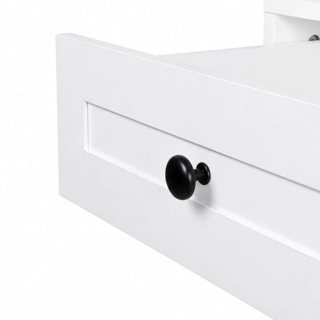 Levede Dressing Table Vanity Desk with LED Mirror 5 Drawers Charging White-2100035036114980869