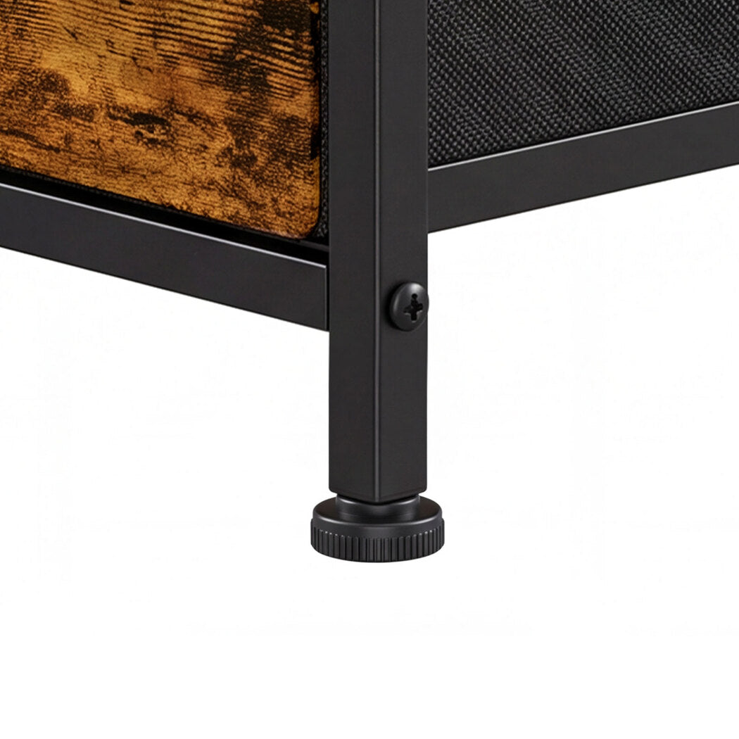 Levede Bedside Table Narrow Side Table with LED Charging Station Brown-2100034980666281989