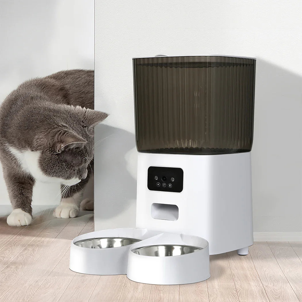 PaWz 5L Auto Pet Feeder Automatic Camera Wi-Fi White-2006733005900615686