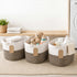 Levede Storage Baskets Laundry Bins 3Pcs Foldable with Handles Cotton Rope Brown-2100035024383512583