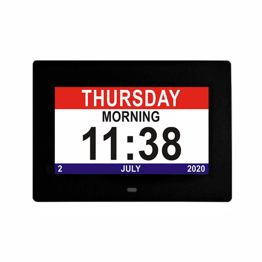 Day Date Calendar Clock Dementia Clock Digital Alarm Clock with Large LCD Screen (Black)