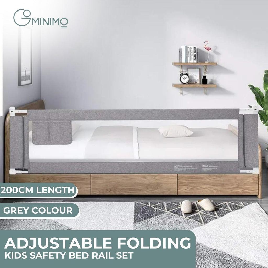 90CM Height Adjustable Folding Kids Safety Bed Rail (200X90CM Single Side 1 PCS, Grey) GO-SBR-100-JL