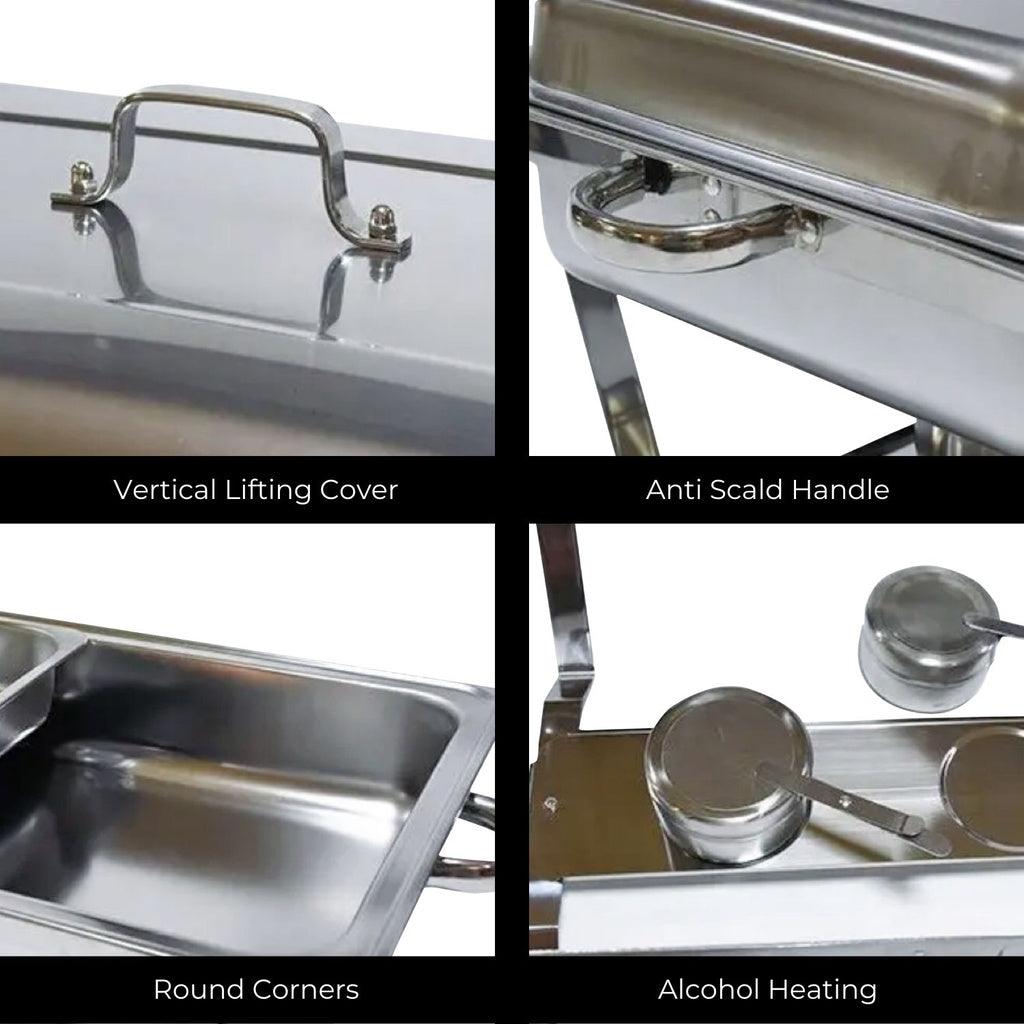 9L Chafing Dish Multifunctional Stainless Steel Food Buffet Warmer Pan 3x 3L