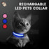 Solar USB Rechargable LED Dog Collar (M Blue)