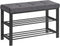 3-Tier Metal Shoe Bench Storage Organizer with Foam Padded Seat Dark Grey and Black