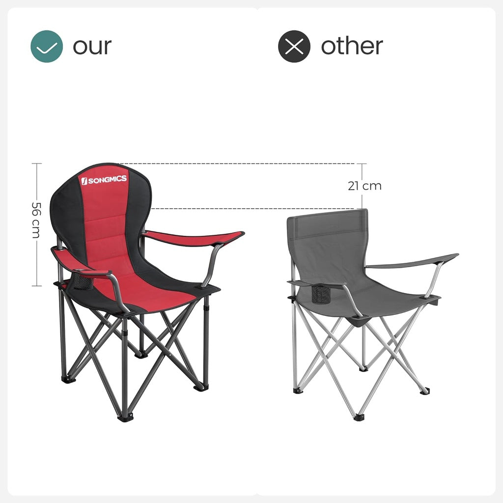 Folding Camping Chair with Bottle Holder Red and Black