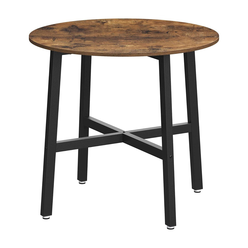Small Round Kitchen Dining Table Industrial Design Vintage Brown and Black