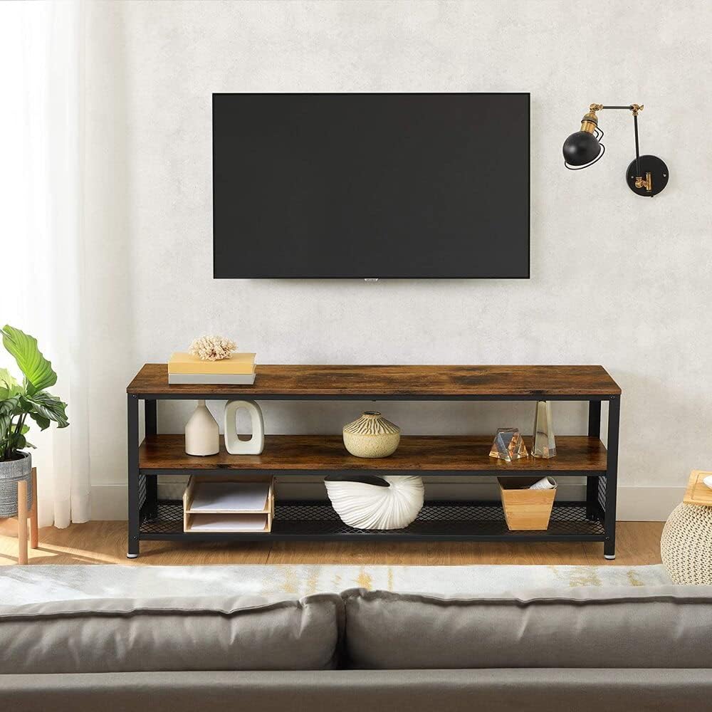 Industrial TV Stand for Screen Size up to 60 Inches Rustic Brown