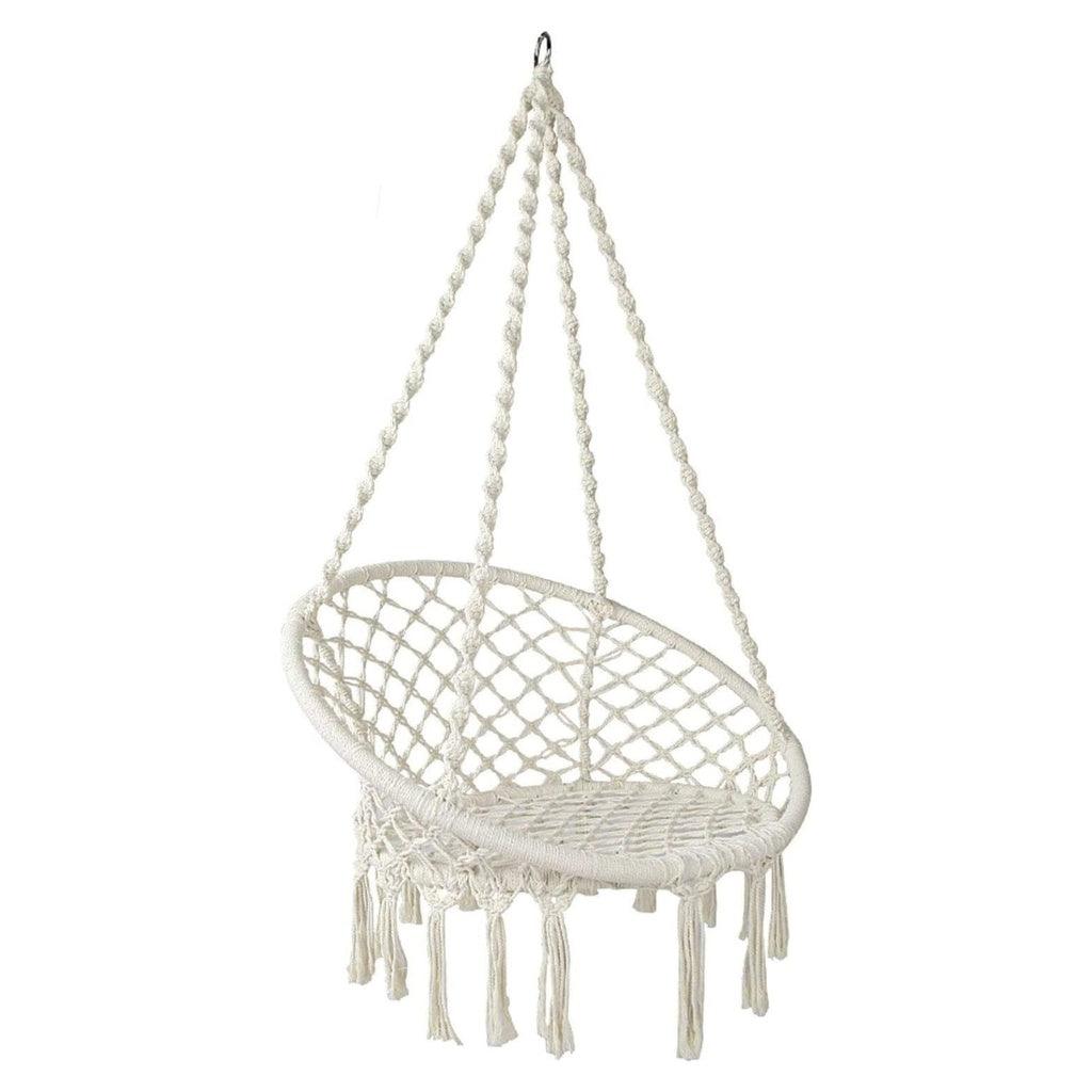 120cm Hammock Chair Macrame Swing Hanging Relax Outdoor Indoor Beige