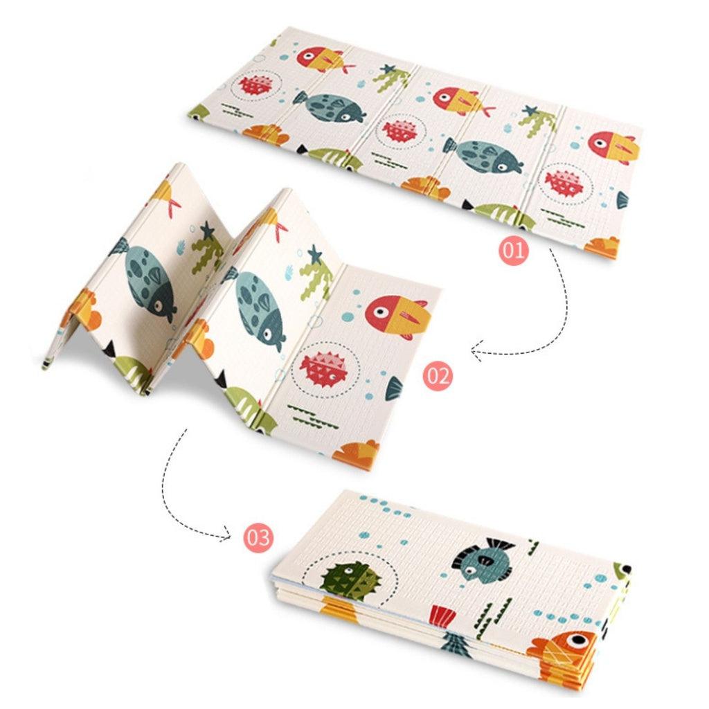 Baby XPE Foam Reversible Playmat 200x180x1cm (Animal Tree & Train)