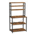 6 Tier Storage Shelves with 6 Hooks Rustic Brown and Black