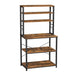 6 Tier Storage Shelves with 6 Hooks Rustic Brown and Black