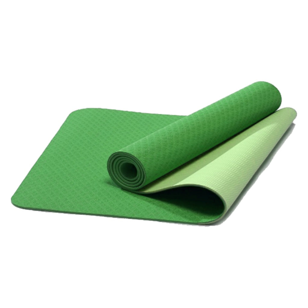 TPE Yoga Mat Dual Color (Lime) with Yoga Bag and Strap