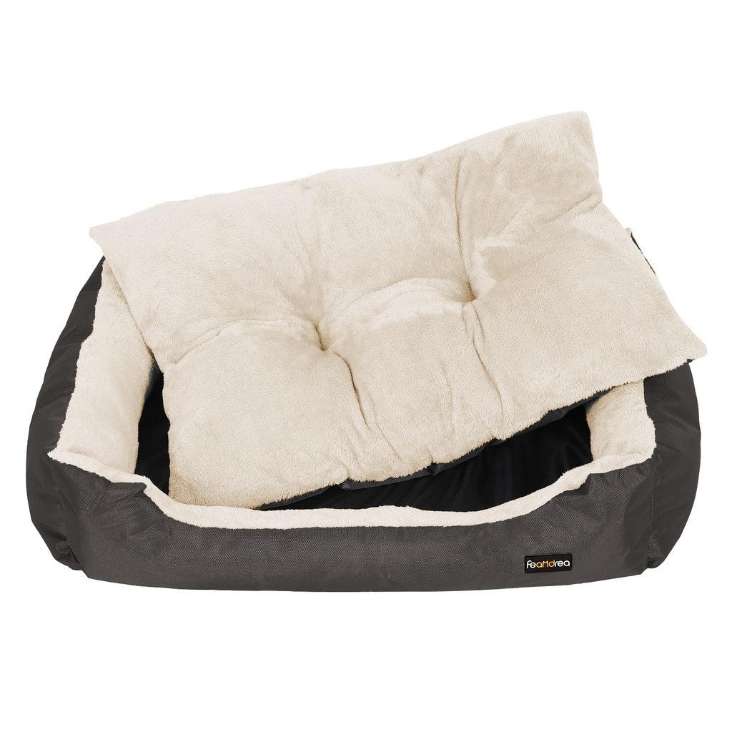 70cm Dog Bed Reversible Cushion Dark Grey