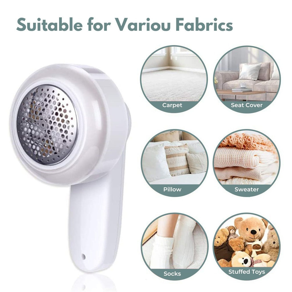 USB Rechargeable Fabric Shaver with 6 Blades Stainless Steel, White