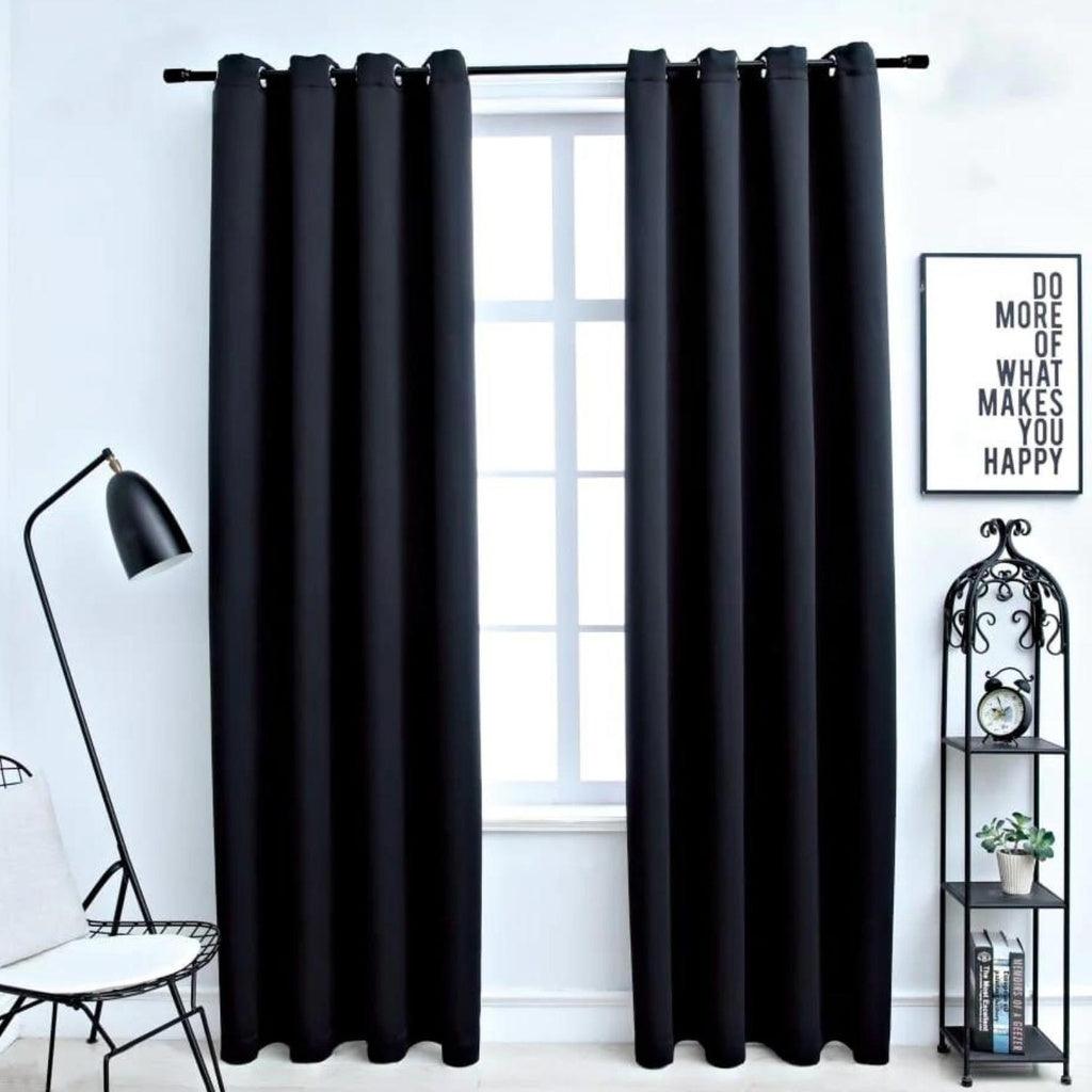 Blackout Window Curtains for Thermal Insulated Room (Set of 2, W132cm x D213cm, Black)