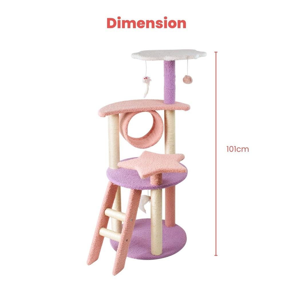 101cm Galaxy Plush Cat Condo Cat Tree Pink Purple