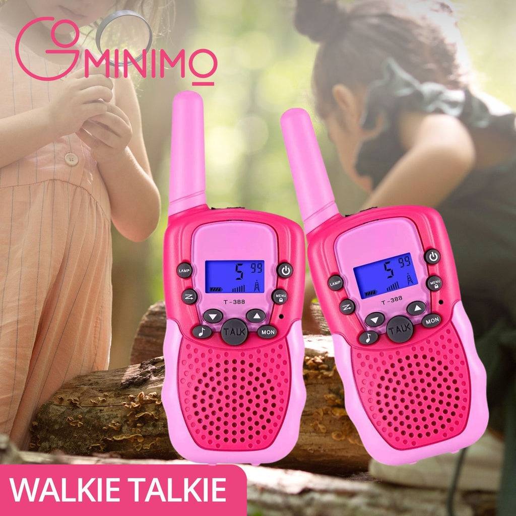 2 Pack Walkie Talkies for Kids with 40 Channels & LED Flashlight & LCD Screen (Pink)