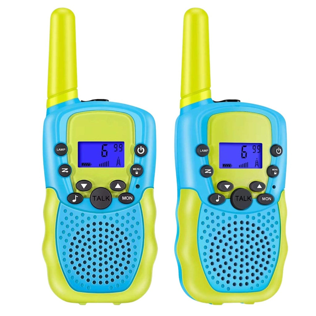 2 Pack Walkie Talkies for Kids with 40 Channels & LED Flashlight & LCD Screen (Blue and Green)
