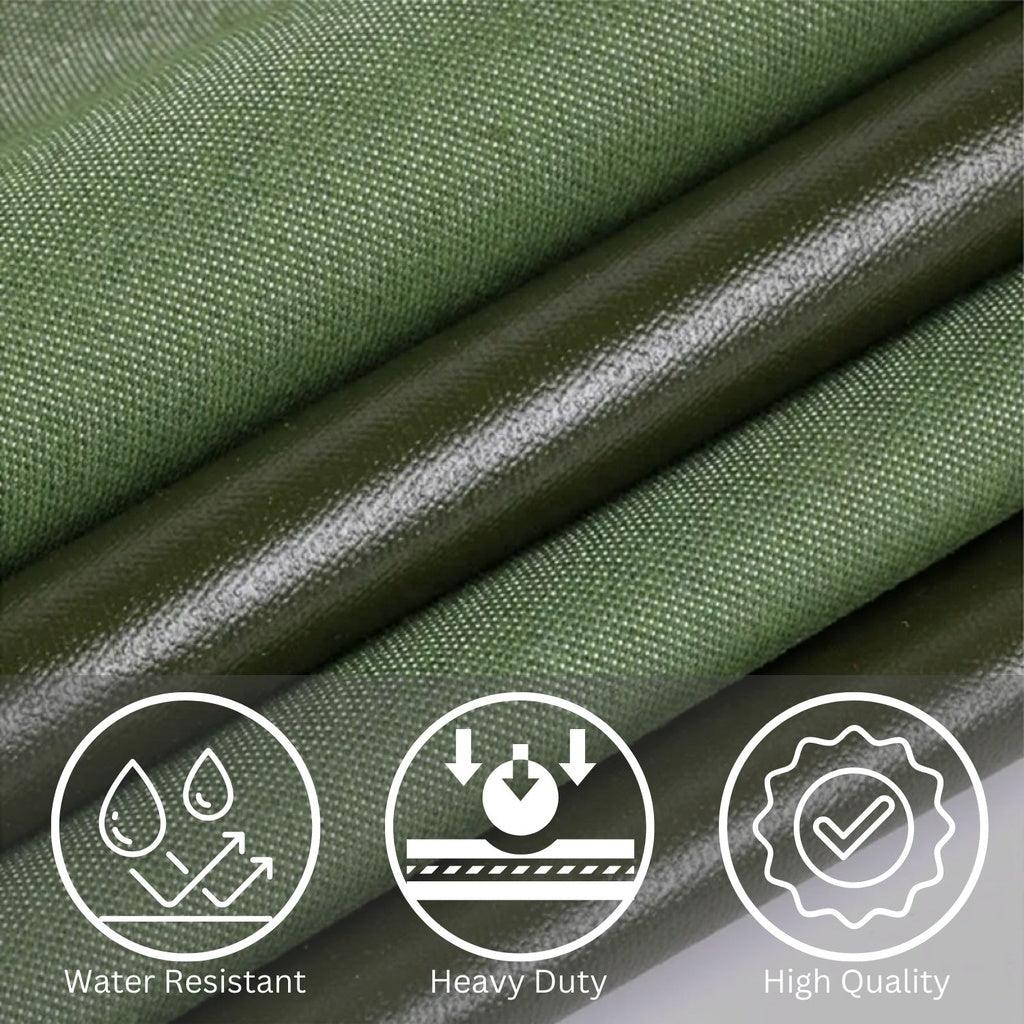 3x3 meter Heavy Duty Waterproof Canvas Tarp - Army Green